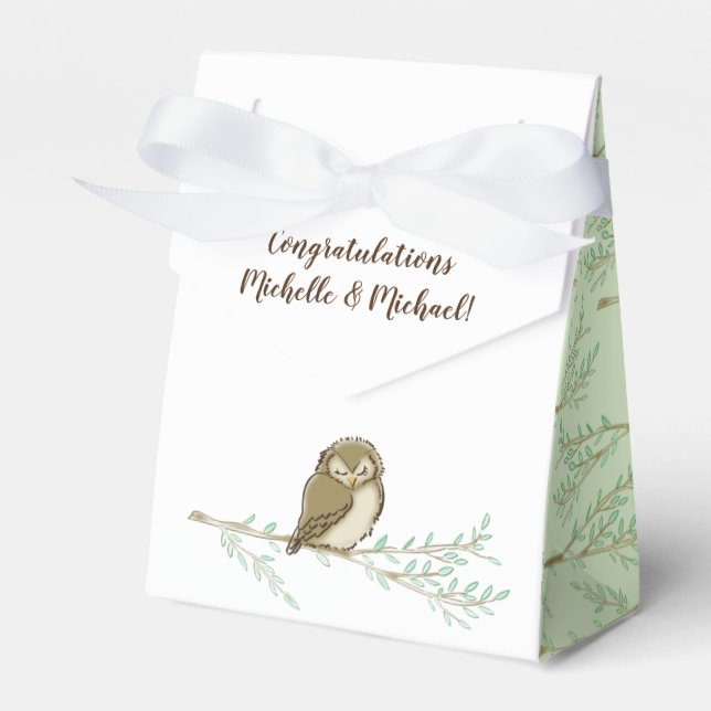 Owl Baby Shower Woodland Favour Box (Front Side)