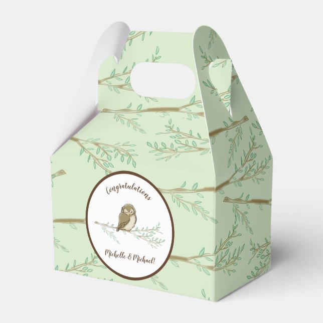 Owl Baby Shower Woodland Favour Box (Front Side)
