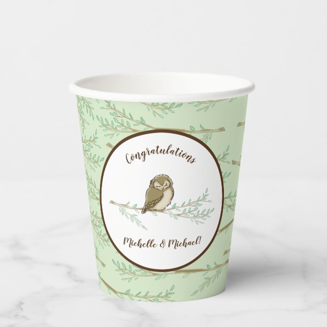 Owl Baby Shower Woodland Paper Cups (Front)