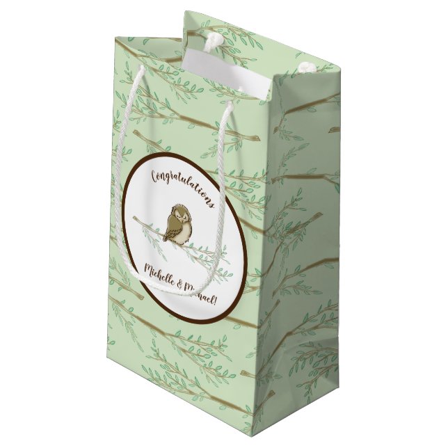 Owl Baby Shower Woodland Small Gift Bag (Back Angled)