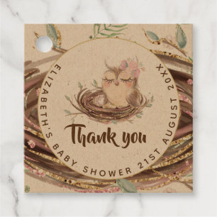Owl Baby Thank You Gift Tags Favours Boy Girl