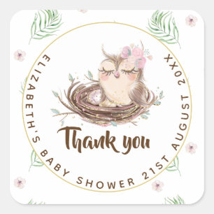 Owl Baby Thank You Gift Tags Favours Boy Girl