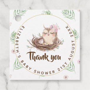 Owl Baby Thank You Gift Tags Favours Boy Girl