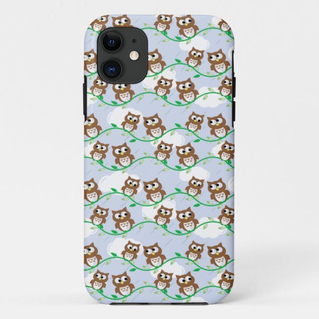 Owl-background-owl-pattern-clouds Case-Mate iPhone Case (Back)