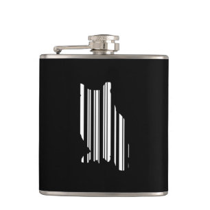 OWL BAR CODE Bird Barcode Avian Design Pattern Hip Flask