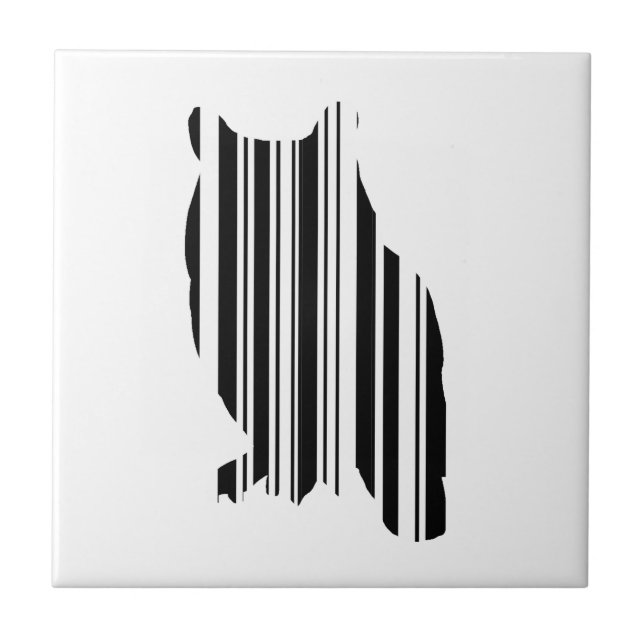 OWL BAR CODE Bird Barcode Avian Design Pattern Tile (Front)