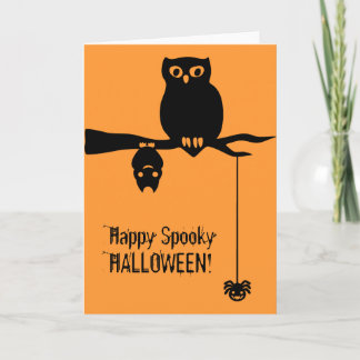 Owl-Bat-Spider Spooky Halloween Card