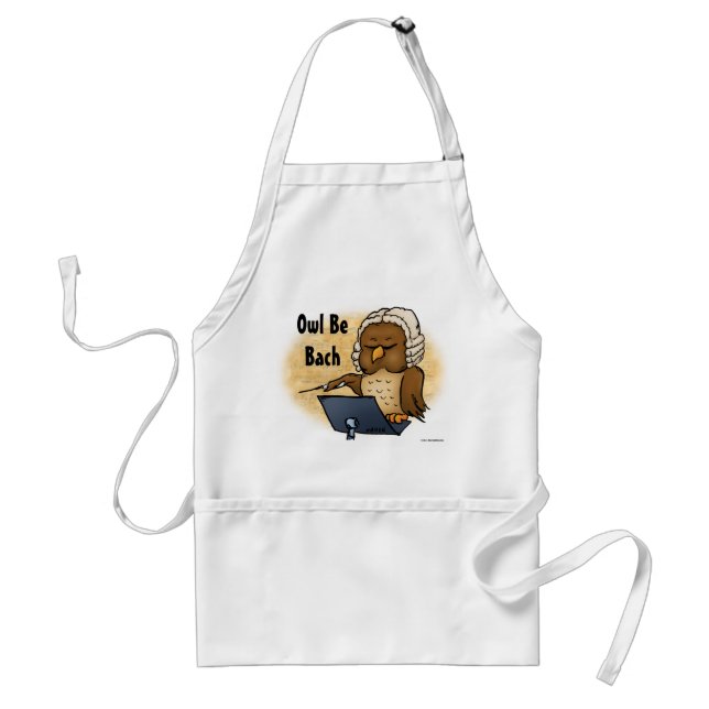Owl Be Bach Funny Owl Cartoon Standard Apron (Front)