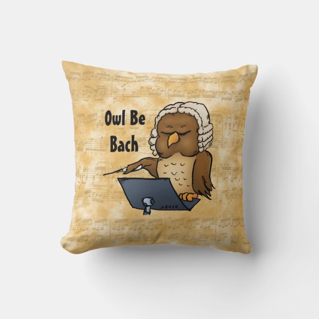 Owl Be Back Funny Cartoon Cushion (Front)