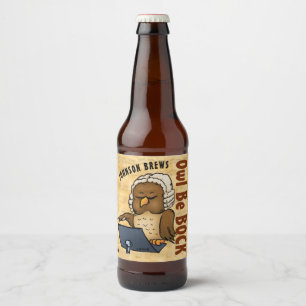 Owl Be Bock Funny Homebrew Beer Bottle Label