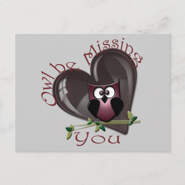 Owl be Missing You Gifts Postcard (Front)