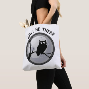 Owl be there Black and White Owl Tote