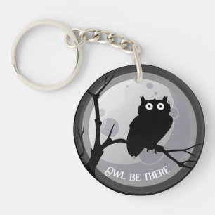 Owl be there Owl black and white Key Ring