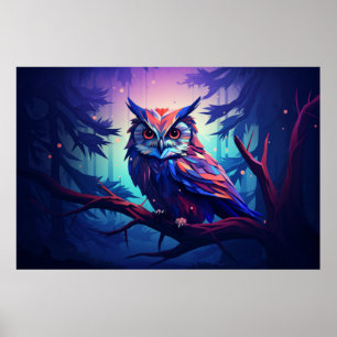 Owl Bird Animal Forest Nature Wilderness Poster