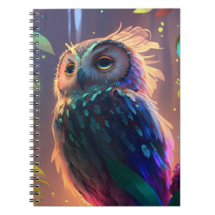 Owl Bird Animal Portrait Painting Wildlife Outdoor Notebook