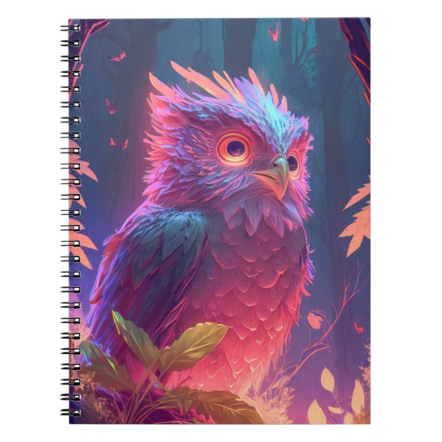 Owl Bird Animal Portrait Painting Wildlife Outdoor Notebook (Front)