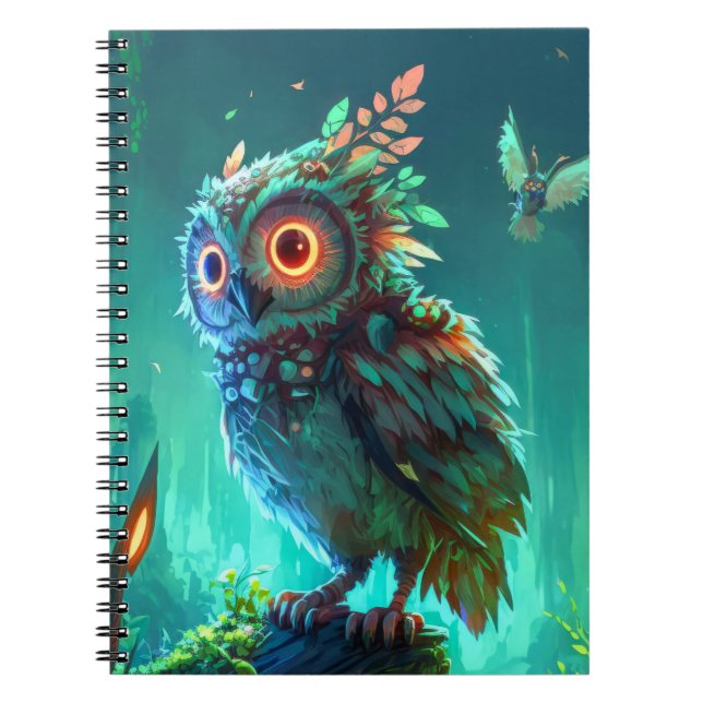 Owl Bird Animal Portrait Painting Wildlife Outdoor Notebook (Front)
