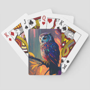 Owl Bird Animal Portrait Painting Wildlife Outdoor Playing Cards