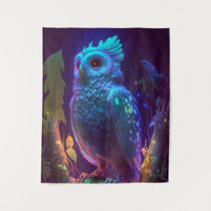 Owl Bird Animal Portrait Painting Wildlife Outdoor Tapestry