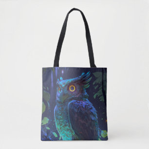 Owl Bird Animal Portrait Painting Wildlife Outdoor Tote Bag