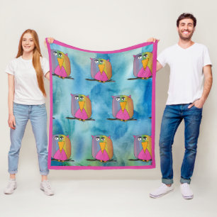 Owl Bird "Art by Kids" Fleece Blanket
