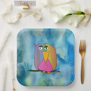 Owl Bird "Art by Kids" Paper Plate