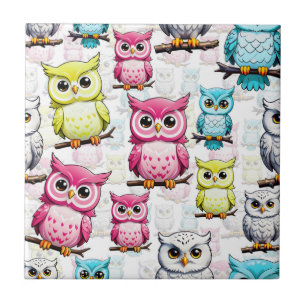 Owl Bird Colourful Design Ceramic Tile