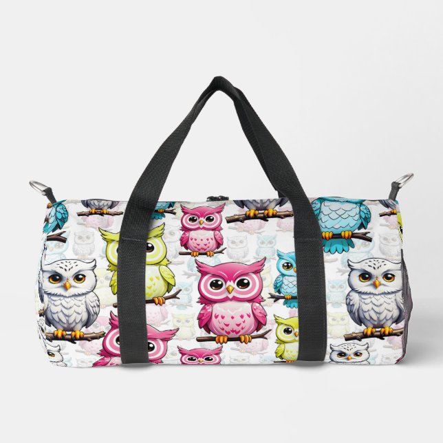 Owl Bird Colourful Design  Duffle Bag (Front)