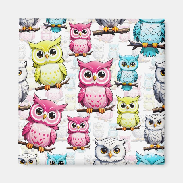 Owl Bird Colourful Design  Magnet (Front)