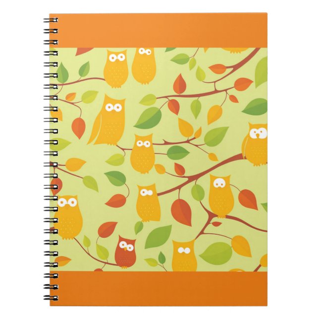 owl bird pattern wild cartoon  notebook (Front)