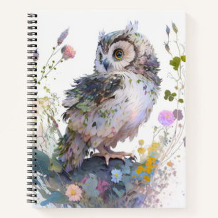Owl Bird Portrait Animal Painting Wildlife Forest Notebook