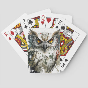Owl Bird Portrait Animal Painting Wildlife Forest Playing Cards