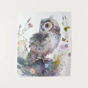 Owl Bird Portrait Animal Painting Wildlife Forest Tapestry