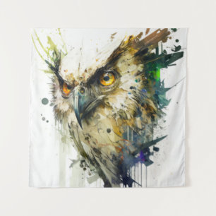 Owl Bird Portrait Animal Painting Wildlife Forest Tapestry