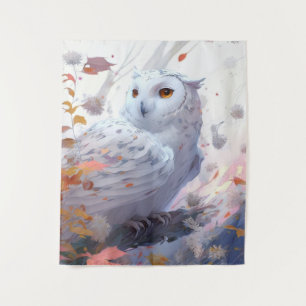 Owl Bird Portrait Animal Painting Wildlife Forest Tapestry