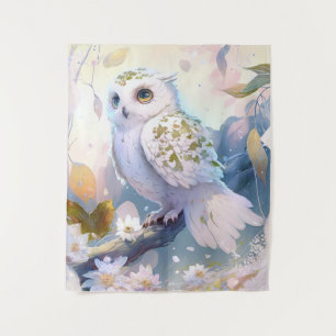 Owl Bird Portrait Animal Painting Wildlife Forest Tapestry
