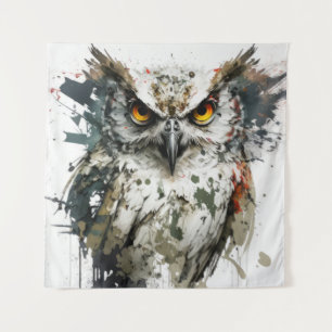 Owl Bird Portrait Animal Painting Wildlife Forest Tapestry