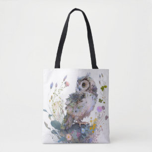 Owl Bird Portrait Animal Painting Wildlife Forest Tote Bag