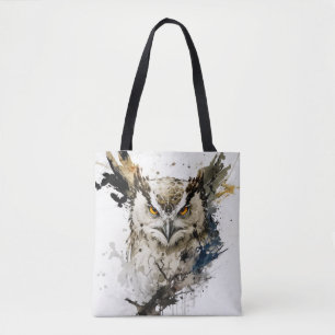 Owl Bird Portrait Animal Painting Wildlife Forest Tote Bag