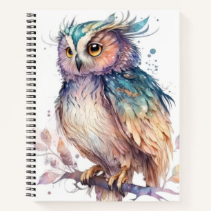 Owl Bird Portrait Animal Painting Wildlife Outdoor Notebook