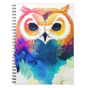 Owl Bird Wild Nature Animal Color Art Painting Notebook