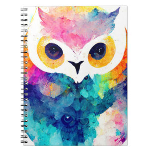 Owl Bird Wild Nature Animal Color Art Painting Notebook