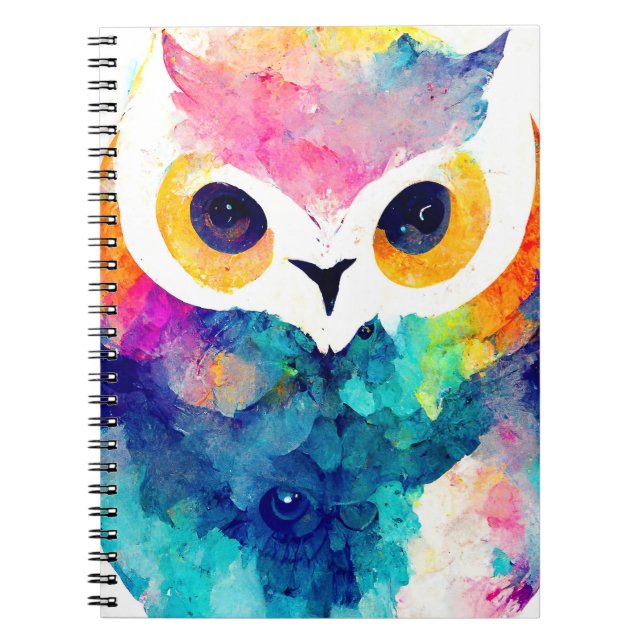 Owl Bird Wild Nature Animal Color Art Painting Notebook (Front)