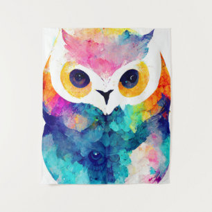 Owl Bird Wild Nature Animal Color Art Painting Tapestry