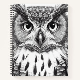 Owl Bird Wild Nature Animal Illustration Art Notebook