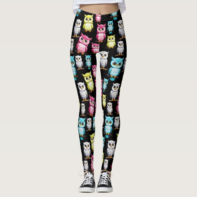 Owl Birds Cute Design  Leggings (Front)