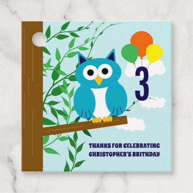 Owl Birthday Favour Tags (Front)