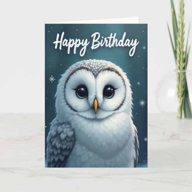 Owl Birthday Illustration Card (Front)