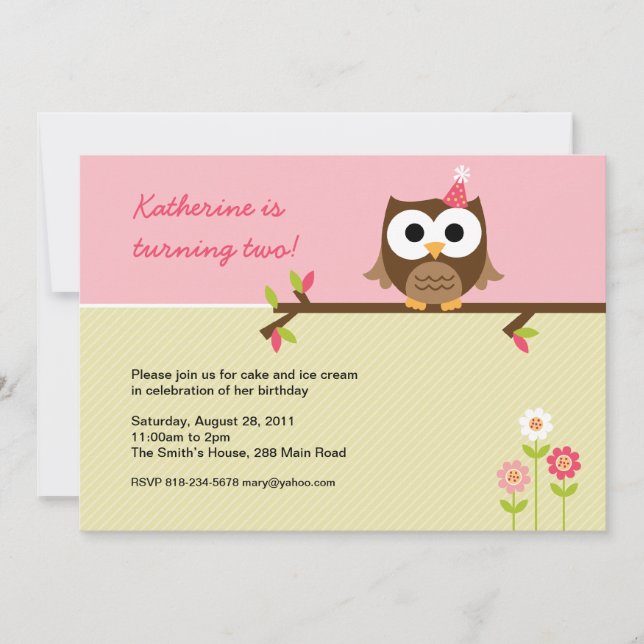 Owl Birthday Invitation (Front)