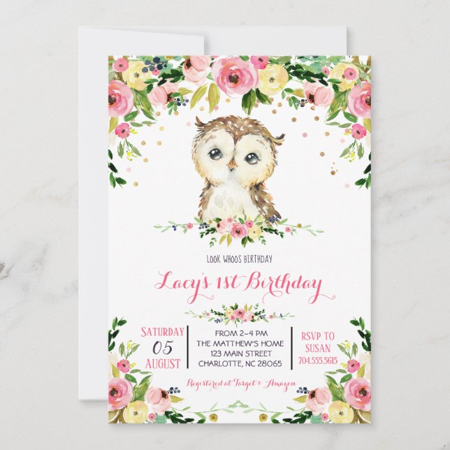 owl birthday invitation (Front)